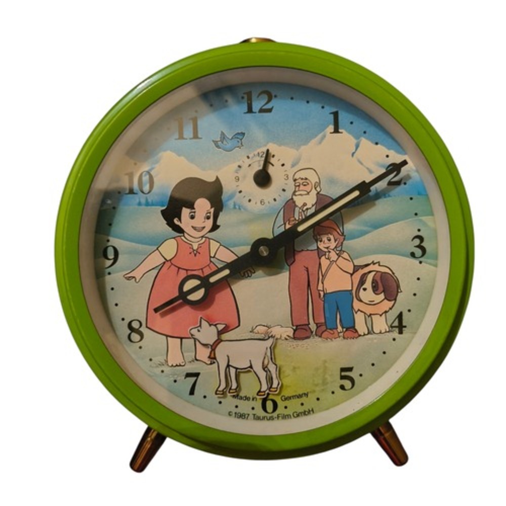 1987 Taurus-Film German Heidi Girl Of The Alps Green Animated Alarm Clock